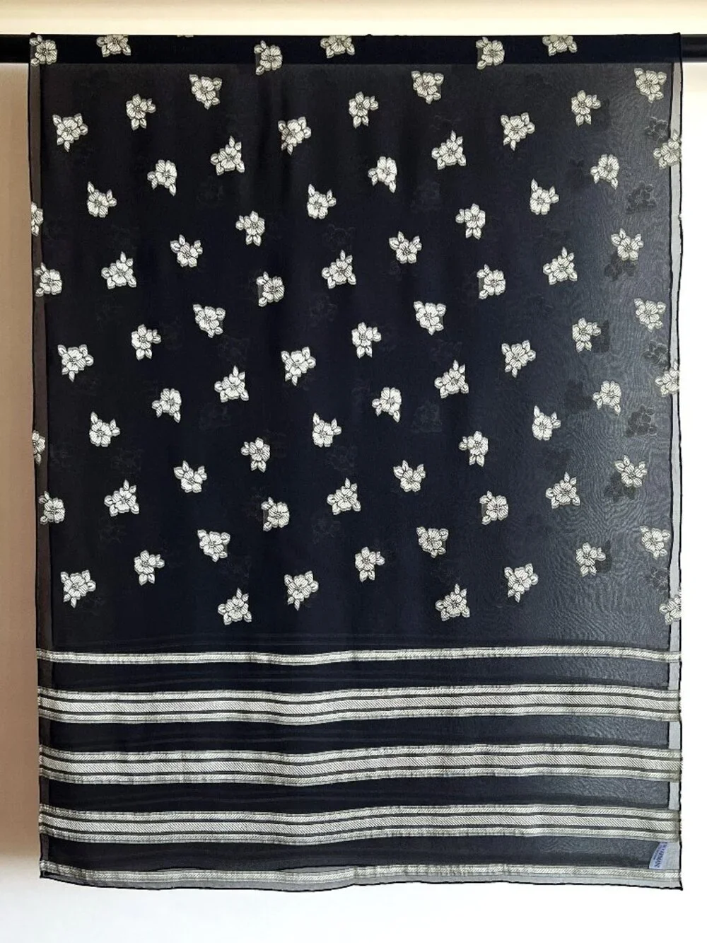GIORGIO ARMANI Black Silk Blend Scarf Shawl Wrap 66